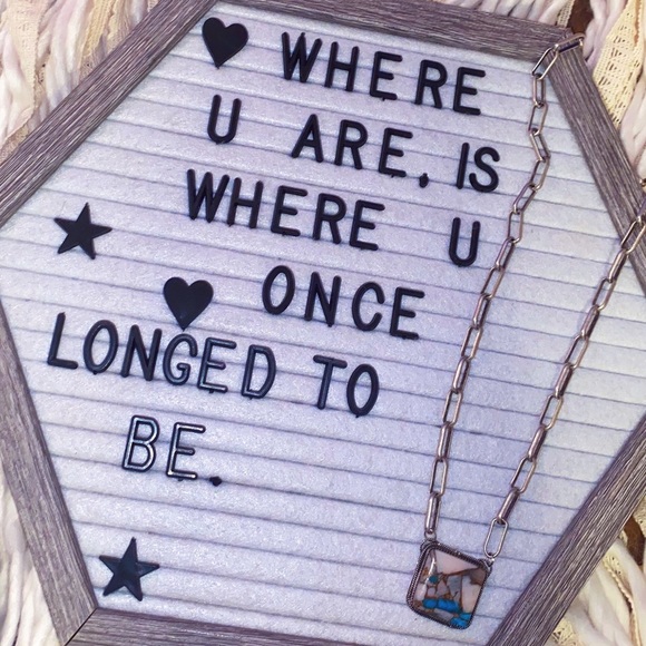 Turquoise & Sterling Silver Paper Clip Necklace - Picture 2 of 4